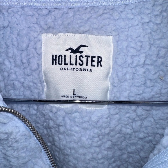 Hollister Baby Blue Cropped Half Zip Pullover Fleece Sweater - Picture 3 of 3